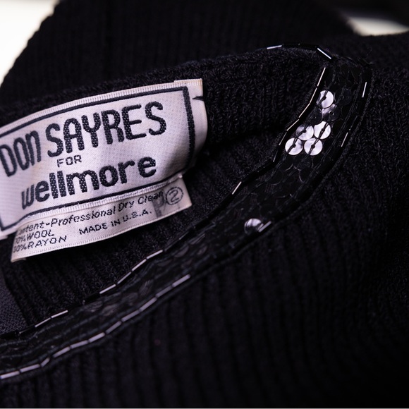 80s Cocktail Dress / Vintage Prom / Puff Sleeve / Luxury knit / Wool - Picture 8 of 9